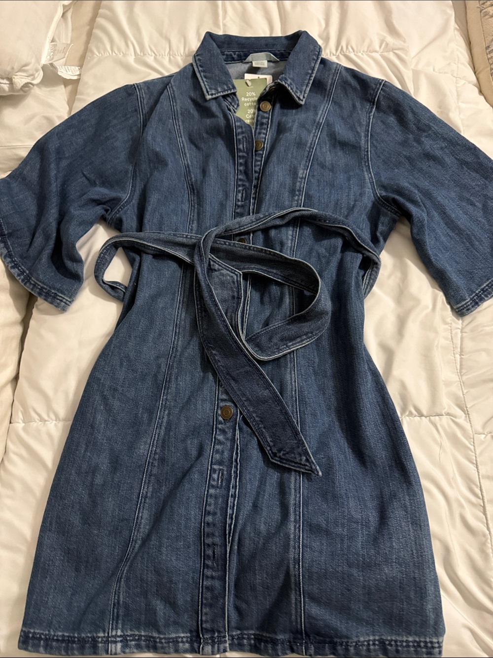 H&M Dark Blue Denim Shirt Dress with Button Front